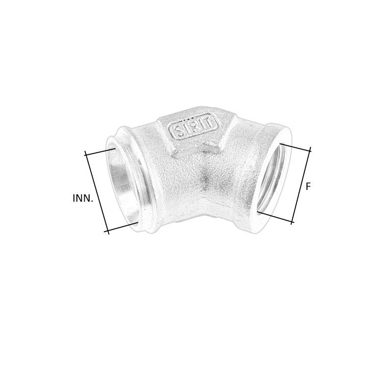 RACCORDO A INNESTO GIREVOLE A 45ø - FEMMINA - immagine 2