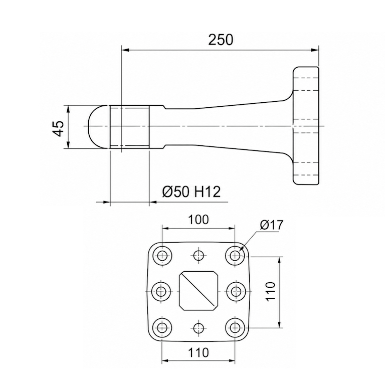 OCCHIONE flangiato per TIMONE BIGA con perno da 50 mm - con 8 FORI - immagine 2